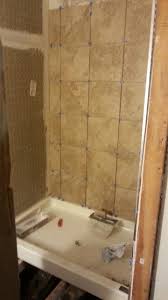 New 32x48 Walk In Shower Fiberglass Pan Cement Backer And Ceramic Tile Shower Stall Bath Makeover Walk In Shower