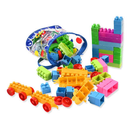 Multicolor Baby Blocks Set 226 Pcs Green Zipper Bag