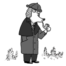 Bumpy dog is tessie bear's dog, whose bumping and jumping cause trouble for all the toys. Illustration Of A Detective Dog Dog Toys Dog Box Raining Cats And Dogs