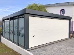 Metall Carport Mit Sektionaltor Carports Uberdachung Holz Carport