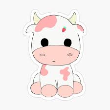 Strawberry Cow Sticker By Jasminrogerss Cute Cartoon Drawings Preppy Stickers Cute Stickers