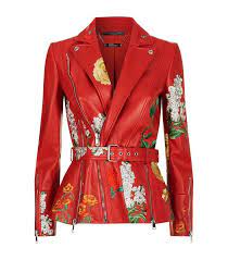 Women Jackets Alexander Mcqueen Embroidered Leather Jacket Embroidered Leather Jacket Clothes Design Clothes