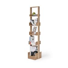 Norm builds a free standing bookcase with a cornice detail, adjustable shelves, and a removable base. Wireworks Bookie Freestanding Bookcase Oak Black By Design
