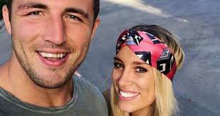 Where has Sam Burgess' wife Phoebe been following his sexting scandal?