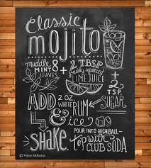 Mojito Recipe Chalkboard Art Print Www Creativeboysclub Com Stampa Lavagna Design Lavagna Mojito