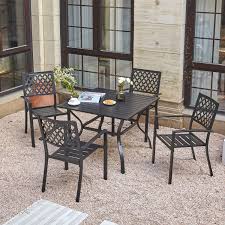 Don't forget to bring your family or friends along to help you choose the perfect patio furniture dining set(s) for your unique needs. Buy Vicllax Patio Dining Set 5 Piece Outdoor Furniture 4 Stackable Patio Dining Chairs With 1 Square Patio Dining Table Black Online In Indonesia B097lglxcq
