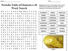 periodic table of elements word search elements 1 25 by steady and soar