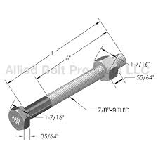 Screws 6 inches and shorter are fully threaded. 7 8 X 18 A325 1 Heavy Hex Bolt With A563 Dh Heavy Hex Structural Nut Galvanized Allied Bolt Products Llc