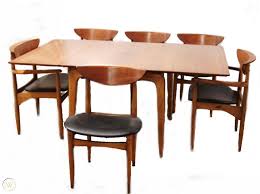 Table 6 chairs china hutch mid century modern. Vintage Mid Century Danish Modern Lane Perception Walnut Dining Table Amp 6 Chairs 1720883667