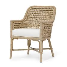 Seagrass Woven Back Arm Chair Pole Rattan Frame With Seagrass Sides And Back Fixed Upholstered Seat Available In Va Palecek Chairs Dining Chairs Rattan Chair