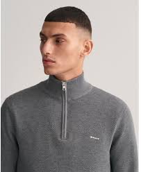 Gant Pullover Herren Wolle GANT Herren Striped Cotton Cable Half Zip  Pullover, Evening Blue, S Troyer Herren