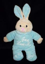 Dan Dee Jesus Loves Me Blue Tan Bunny Rabbit Musical Plush Stuffed Animal Soft Ebay Musical Plush Plush Stuffed Animals Easter Plush
