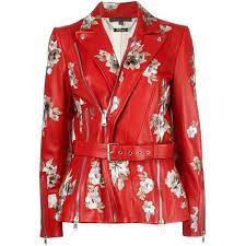 Alexander Mcqueen Floral Embroidered Biker Jacket 7 595 Liked On Polyvore Featuring Oute Red Jacket Leather Lamb Leather Jacket Embroidered Leather Jacket