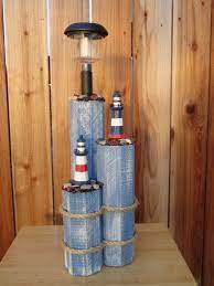 Maybe you would like to learn more about one of these? Wooden Post Decor With Solar Light And Lighthouses Solar Light Crafts Solar Lights Light Crafts