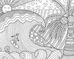 The ocean seems to change color in different places. 5 Pages Beachy Escape Coloring Digital Color Pages Shells Ocean Surf Tiki Dolpjins Palm Trees Instant Downloads In 2021 Summer Coloring Pages Beach Coloring Pages Coloring Books
