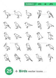 Birds Outlines Vector Icons By Naripuru Graphicriver Bird Outline Bird Outline Tattoo Vector Icons