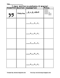 Word Form Expanded Form Standard Form Picture Form Place Value Chart