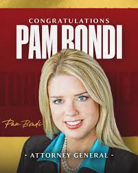 Congratulations to Pam Bondi, our U.S. Attorney General. I look forward to  working with her to end the weaponization of government and our justice  system, get the American people the truth about
