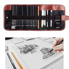 Dowswin 18 Pieces Pen Charcoal Sketch Set Sketching Pencil Set Of Pencils Eraser Craft Knife Pencil Extender Pencil Crafts Pencil Eraser Colored Pencil Holder
