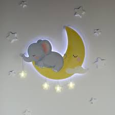 Elephant Led Nightlight Lamp With Moon And Stars Night Lamp Etsy In 2020 Night Light Kids Night Light Lamp Elephant Lamp