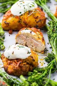 Sheet Pan Chicken Fra Diavolo With Burrata Broccolini Gourmet Chicken Chicken Broccolini Recipe Burrata Recipe