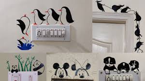 Bedroom simple wall art cute switchboard painting. Wall Art Switchboard Paintings Home Decor Penguins Pandas Puppies Mice Mickey Minney Youtube