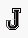 Letter J sticker - black and white, sporty college font" Sticker ...