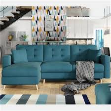 • canapé d'angle convertible avec coffre de rangement • angle réversible • 3 places • couleur : Canape En Tissu Bleu Canape Convertible Pas Cher Canape D Angle