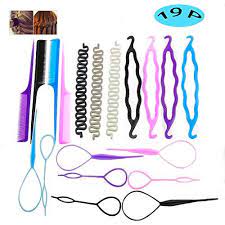 19 Pcs Hair Braiding Tool Diy Hair Styling Tool Kit Updo Ponytail Maker Accessories Topsy Hair Braid Kit Https Hair Braiding Tool Hair Tools Hair Braid Kit