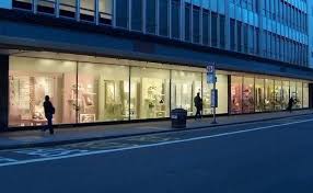 Black And Blue Wigmore Street The Whole Furnishing Fabrics Window At Peter Jones Dept Store King S Rd London Peter Jones London Wholeness