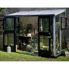 Serre Veranda Adossee 4 4m Aluminium Laque Anthracite Et Verre Trempe 3mm Juliana Serre Jardin Maison Verte Belvedere