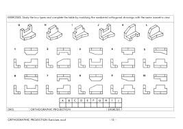 Orthographic Projection Exercises Drawing Exercises Oblique Drawing Orthographic Projection