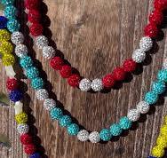 CUSTOM TEAM ORDERS - Bulk Quantities - Baseball Sparkle Beaded Necklace -  10mm Disco Balls - Stretch Cord - Select Your Team Colors