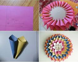 Cara Membuat Hiasan Dinding Berbentuk Bunga Dari Kertas Origami Pembuatan Perhiasan Bunga Kertas Tisu