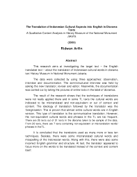 Pengesahan papers and research , find free pdf download from the original pdf search engine. Pdf The Translation Of Indonesian Cultural Aspects Into English A Qualitative Content Analysis Ridwan Arifin Academia Edu