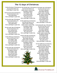 Free Printable The Twelve Days Of Christmas Have Students Work In Groups To Write Perform T Christmas Lyrics Days Of Christmas Song Christmas Songs Lyrics