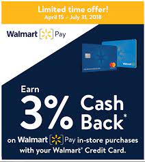 If you were already a 5% cash back for using walmart pay in stores for the first 12 months; Walmart Credit Card 3 Cash Back On All In Store Purchases Doctor Of Credit