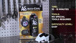 Jifetor ac charge hose with gauge, car r134a refrigerant recharge kit, auto air conditioning u charging hose low pressure measuring meter with 1/2 acme can tap and r134a quick coupler, 100psi. A C Pro Accu Cool A C System Recharge Kit How To Video Youtube