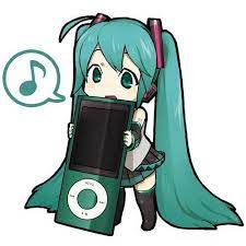 Chibi Hatsune Miku With Her Unchibi Ipod Anime Miku Hatsune Chibi Vocaloid