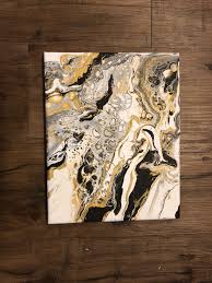 Black And Gold Painting Diy Black White And Gold Fluid Art Fluid Art Art Painting
