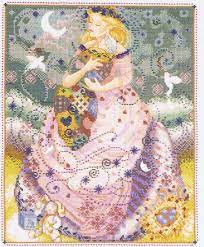 The dress is stitched in soft greys and dusty blues and covered in swirling starry beads. Mother S Arms Cross Stitch Pattern By Mirabilia Designs