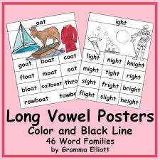 Long Vowel Rhyming Word Families Are An Essential Part Of Phonics Each Word Family Below Is Represented On These Word Families Rhyming Words Long Vowel Words