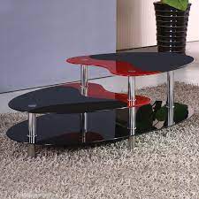 3/8 inch or 10mm thick clear glass. Home Source Black And Red Tier Glass Coffee Table Walmart Com Walmart Com