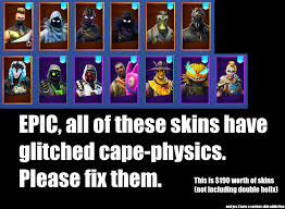 All skins leaked promo skins other outfits sets all packs. Epic Please Fix The Glitched Physics On Skins Fortnite Battle Royale Dev Tracker Devtrackers Gg