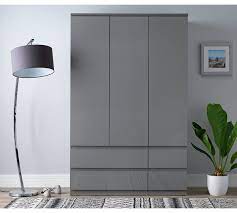 Buy Habitat Jenson Gloss 3 Door 4 Drawer Wardrobe Grey Wardrobes Argos Wardrobe Door Designs Wardrobe Furniture 3 Door Wardrobe Design