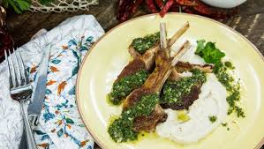 Lamb Chops With Mint Chimichurri Sauce Over Creamy Cauliflower Mash Creamy Cauliflower Mashed Cauliflower Lamb Chops