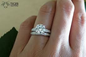 2 Carat Round Solitaire 2 5 Ctw Wedding Set Half Eternity Bridal Rings Man Made Diamond Simulants Enga Bridal Rings Man Made Diamonds Round Solitaire Rings