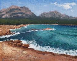 Painting Honeymoon Bay Tasmania Honeymoon Bay Landscape Paintings Seascape Paintings
