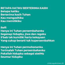 Betapa Hatiku Berterima Kasih Lirik Lagu Kristen
