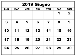 Calendario Giugno 2019 Da Stampare